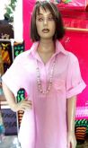 Camisa rosa listrada com branco