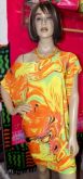 Vestido estampado amarelo e laranja