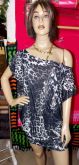 Vestido estampado onça preto